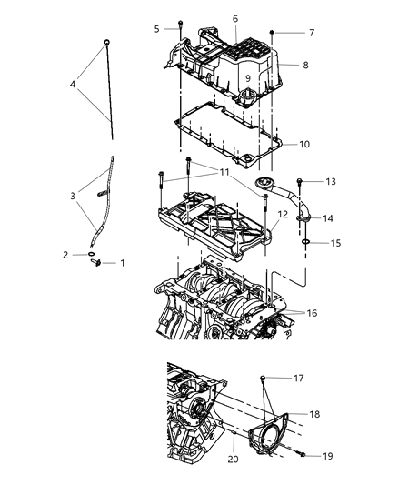 2010 Dodge Journey Engine Oil Pan & Engine Oil Level Indicator & Related Parts Diagram 5 - Thumbnail