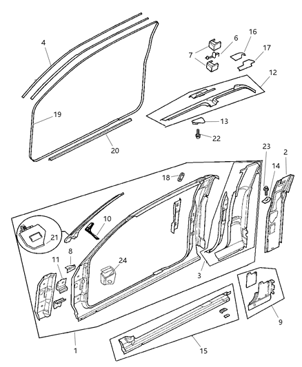 2000 Dodge Ram 2500 Weatherstrip, Front Door Diagram for 55276282AA