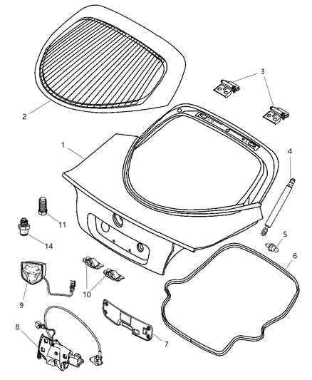 2008 Dodge Viper Hinge, Rear Diagram for 5030118AB