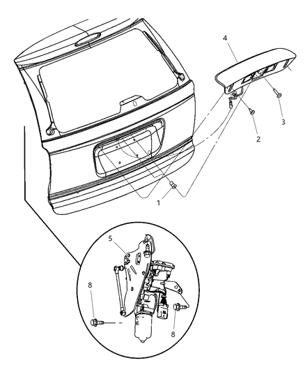 2004 Dodge Caravan Liftgate Panel Attaching Parts Diagram 2 - Thumbnail