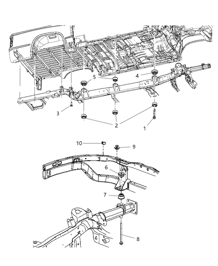 2006 Dodge Dakota Isolator Frame To Body Diagram for 55362406AC