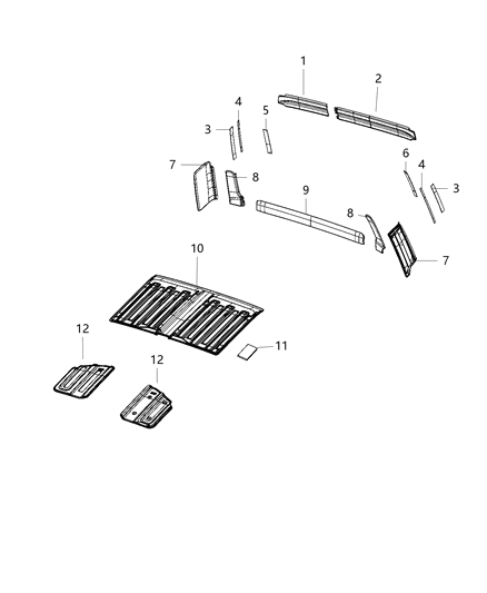 2021 Jeep Gladiator Headliner, Front Passenger Side Diagram for 6CD50TX7AF