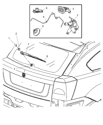 2007 Jeep Patriot Arm Rear Wiper Diagram for 68003728AA