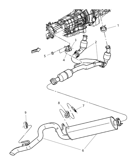 2003 Jeep Liberty Pipe And Converter Exhaust Diagram for 52128736AB