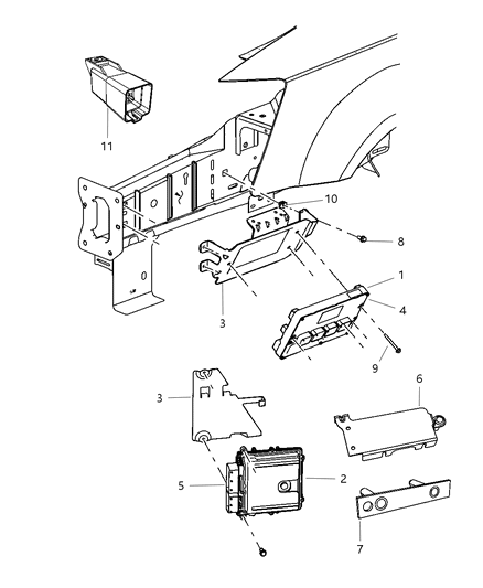 2011 Dodge Grand Caravan Module Engine Controller Diagram for 68077090AB