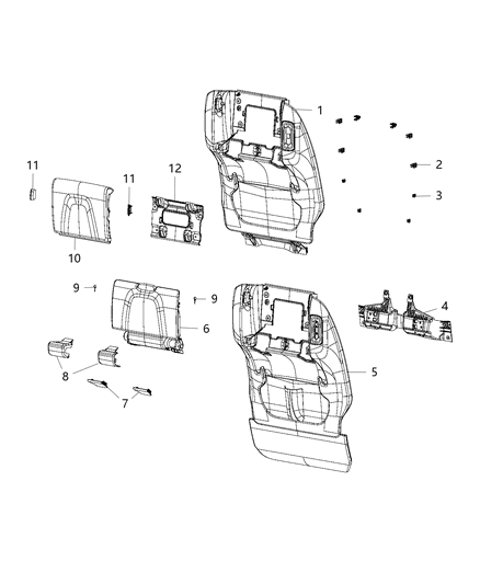 2020 Chrysler Voyager Clip Trim Panel Diagram for 68258706AA