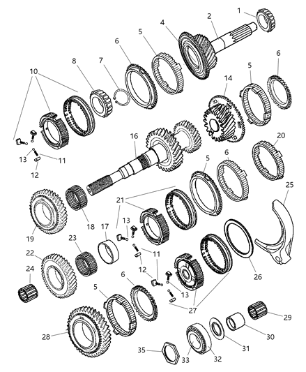 2002 Dodge Ram 2500 Key Synchronizer Diagram for 5010056AA