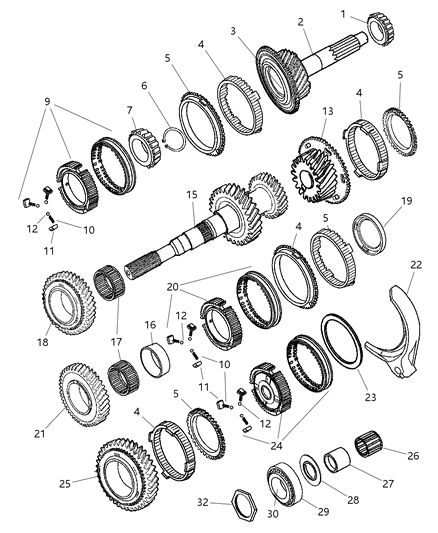 1999 Dodge Ram 3500 Regular Cab Gear Train of Manual Transmission Diagram 5 - Thumbnail
