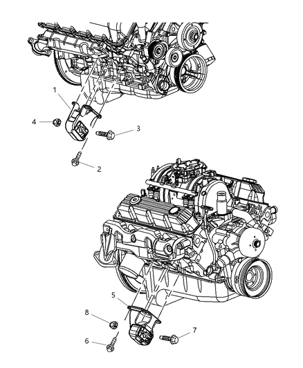 2002 Dodge Ram 1500 Engine Mounting, Front Diagram 3 - Thumbnail