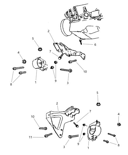 1999 Dodge Durango Engine Mounting, Front Diagram 1 - Thumbnail