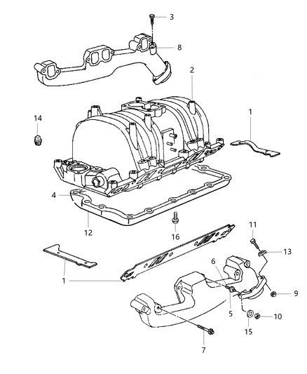 1999 Dodge Durango Manifold - Intake & Exhaust Diagram 3 - Thumbnail