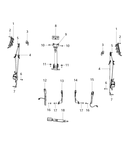 2019 Ram 1500 Lap & Shoulder Belt, Black/Gray, Front Outer Passenger Side Diagram for 5KP921X9AH