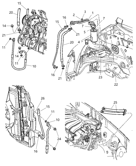 2004 Chrysler PT Cruiser A/C Line Diagram for 5058271AB