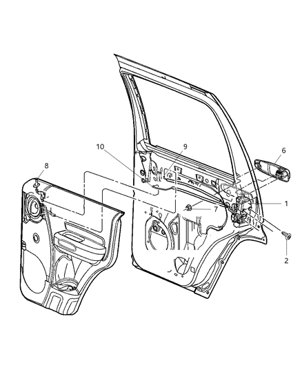 2006 Jeep Liberty Latch Rear Door Diagram for 55177045AI