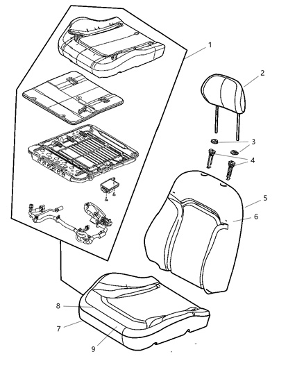 2006 Jeep Liberty Cover Front Seat Back Diagram for 1BC871J3AA