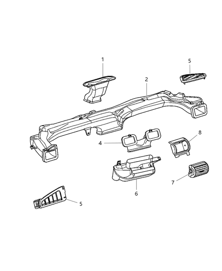 2005 Dodge Stratus Barrel Air Outlet Diagram for RA91XDVAD
