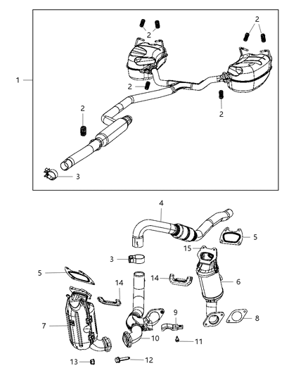2015 Dodge Journey Muffler Resonator And Tailpipe Exhaust Diagram for 5147031AE