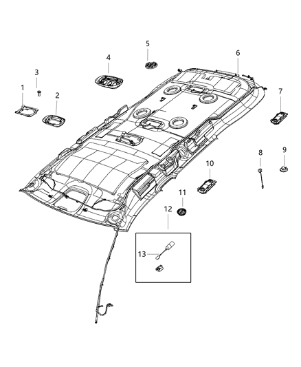 2021 Dodge Durango Dome Lamp Assembly Diagram for 1RJ04HDAAD