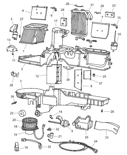 1999 Dodge Ram 2500 Regular Cab Air Conditioner & Heater Unit Diagram