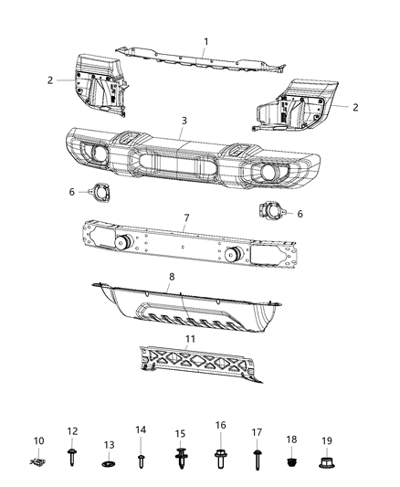 2018 Jeep Wrangler All-new Model Bumper Diagram 1 - Thumbnail