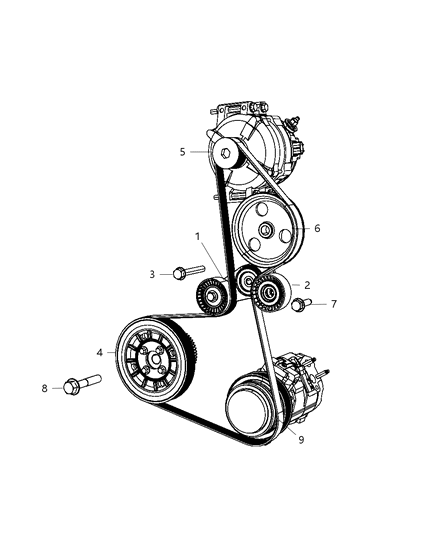 2010 Dodge Grand Caravan Pulley & Related Parts Diagram 1 - Thumbnail