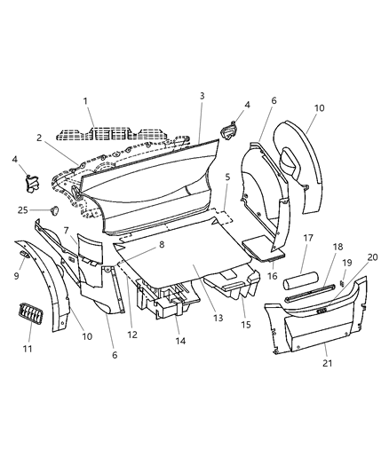 2004 Chrysler Crossfire Insulation Rear Compartment Diagram for 5097484AA