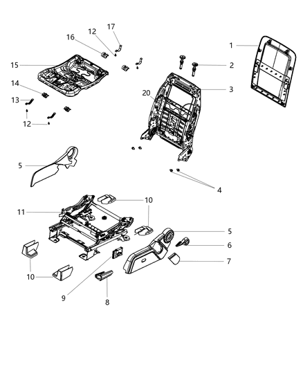 2020 Dodge Journey Adjusters, Recliners, Shields And Risers - Driver Seat Diagram 2 - Thumbnail