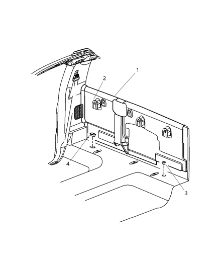 2007 Dodge Ram 3500 Cab Chassis Rear Trim Panel & Storage Diagram