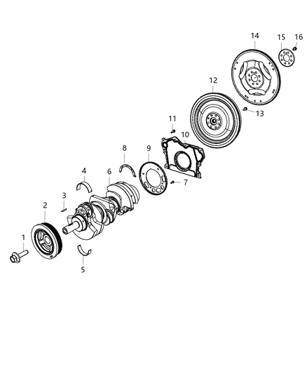 2018 Jeep Wrangler All-new Model Crankshaft,Crankshaft Bearings , Damper And Flywheel Diagram 4 - Thumbnail