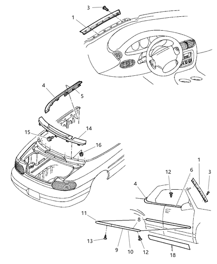 1998 Chrysler Sebring Body Side Molding Screw Diagram for 6035830