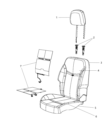 2012 Dodge Avenger Seat Back Cover, Black, Front Passenger Side Diagram for 1WW50DX9AA