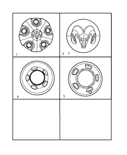 2010 Dodge Ram 3500 Cab Chassis Wheel Covers & Center Caps Diagram