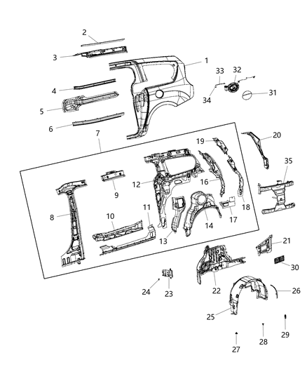 2020 Chrysler Pacifica Wheelhouse Liner Screw, Front Diagram for 6510174AA