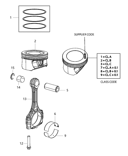 2019 Jeep Wrangler Pistons , Piston Rings , Connecting Rods And Bearings Diagram 3 - Thumbnail