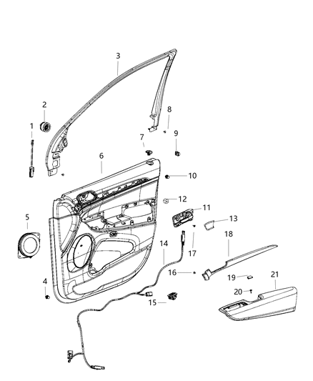 2021 Jeep Grand Cherokee Memory Switch, Black/Gray/Tan, Front Diagram for 5JF97DX9AC