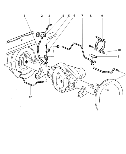 1999 Dodge Ram 3500 Regular Cab Lines & Hoses, Brake, Rear Diagram