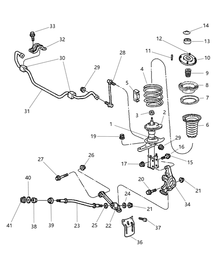 2004 Chrysler 300M Strut Nut, Front Lower Diagram for 6504707