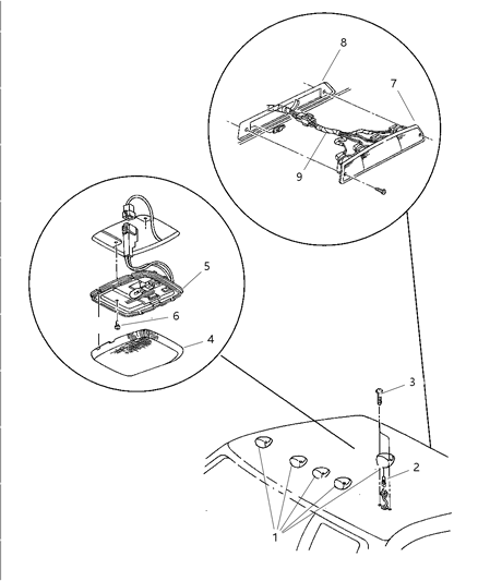 1998 Dodge Ram 3500 Quad & Club Cab Lamp - Dome - Courtesy & Reading Diagram