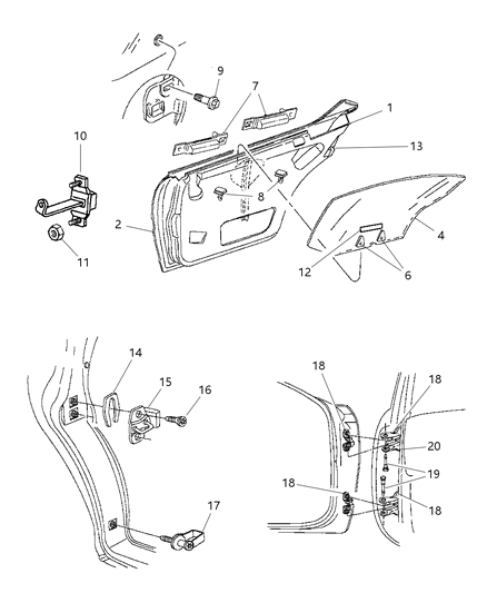 1997 Dodge Neon Door, Rear Diagram 2 - Thumbnail