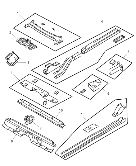 2002 Dodge Stratus Crossmember Rear Suspension Diagram for 4696813AC