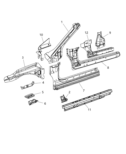 2011 Chrysler 200 Frame Windshield Diagram for 5008735AE