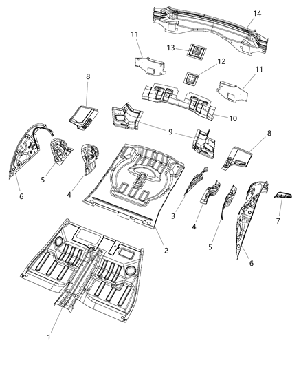 2020 Jeep Grand Cherokee Rear Floor Pan Diagram 2 - Thumbnail