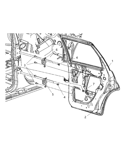 2003 Chrysler PT Cruiser Door, Rear Diagram 2 - Thumbnail