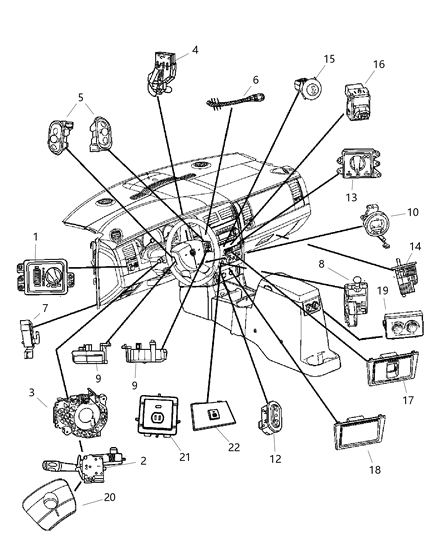 2007 Chrysler Aspen Cruise Switch, Passenger Side Diagram for 56044928AB