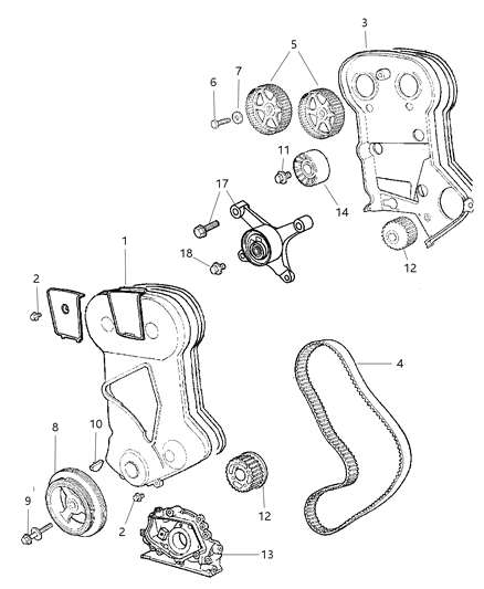 2004 Dodge Stratus Sedan Timing Belt / Chain & Cover Diagram 1 - Thumbnail