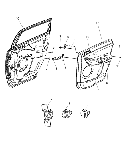 2005 Chrysler Pacifica Rear Door Trim Panel Diagram