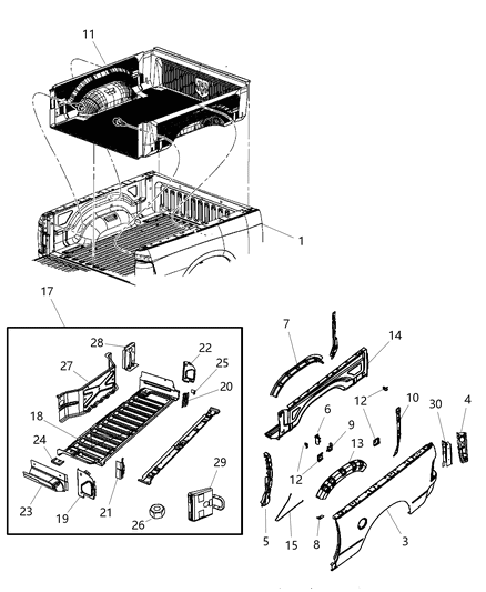 2011 Ram 1500 Box Assembly, Rear Diagram for 68054880AB