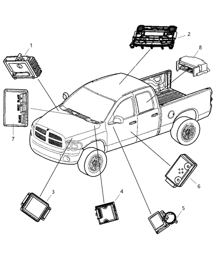 2004 Dodge Ram 1500 Control Unit Anti-Lock Brake Diagram for 52121407AA