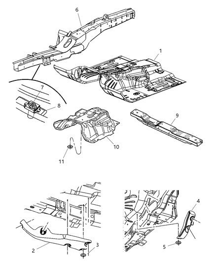 2006 Jeep Grand Cherokee Rail Frame Side Diagram for 55394059AL