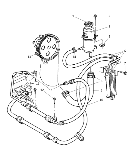 2004 Jeep Liberty Power Steering Hoses And Reservoir Diagram 2 - Thumbnail